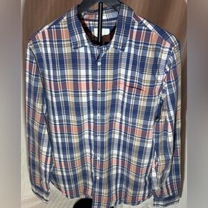 American Eagle Outfitters Blue and Pink Plaid Shirt